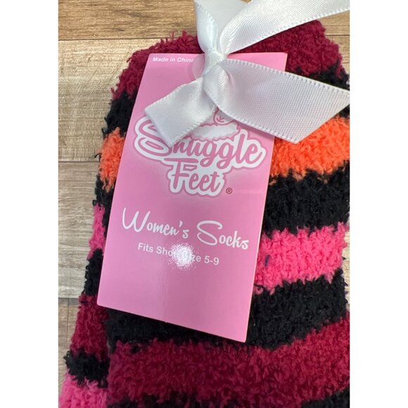 Snuggle Feet Womens Fuzzy Socks Fits Shoe Size 5-9 Multicolor Striped Cozy Winte - Picture 2 of 3